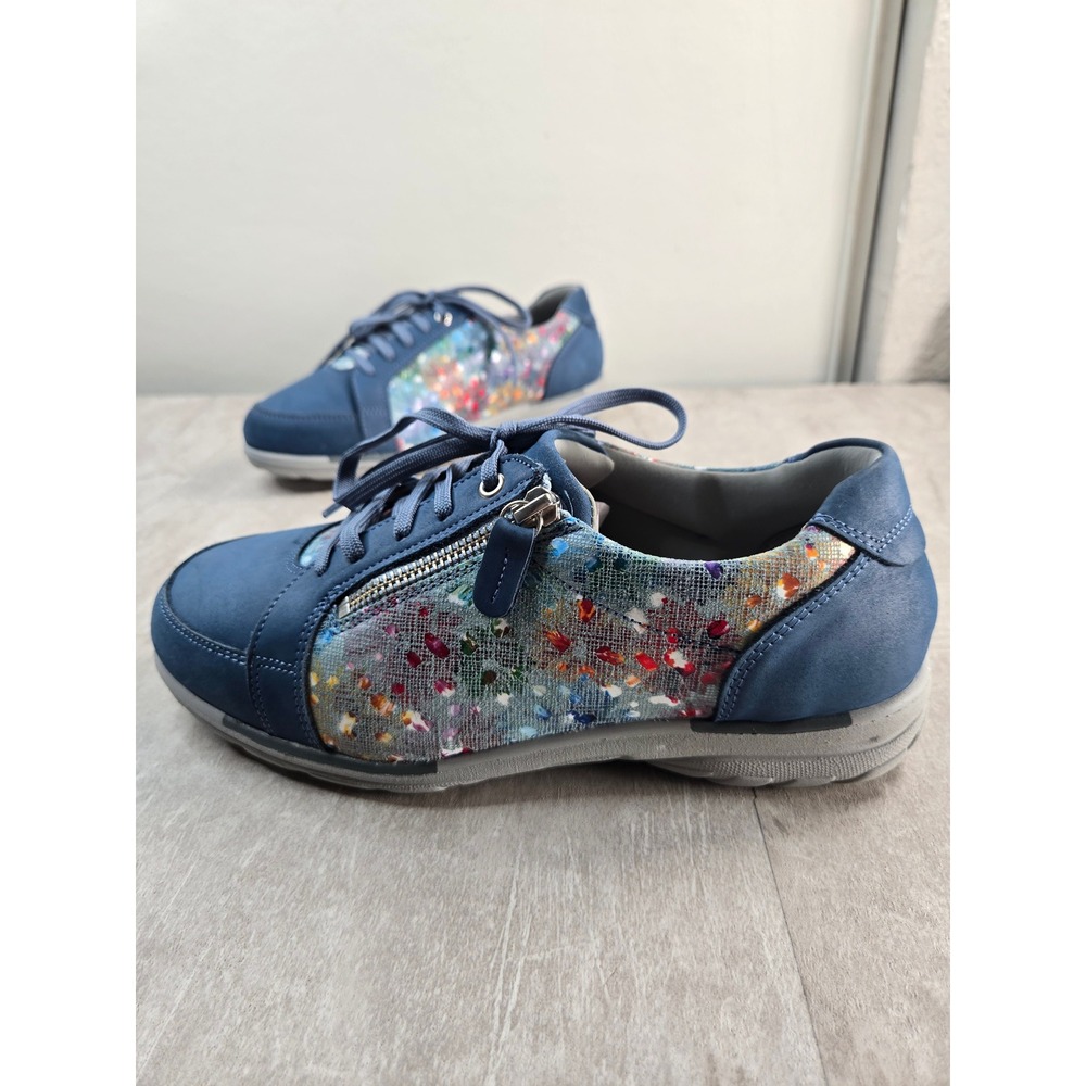 Cosyfeet Tango Extra Wide Orthopedic Sneakers Blue Floral Comfort Walking Shoes